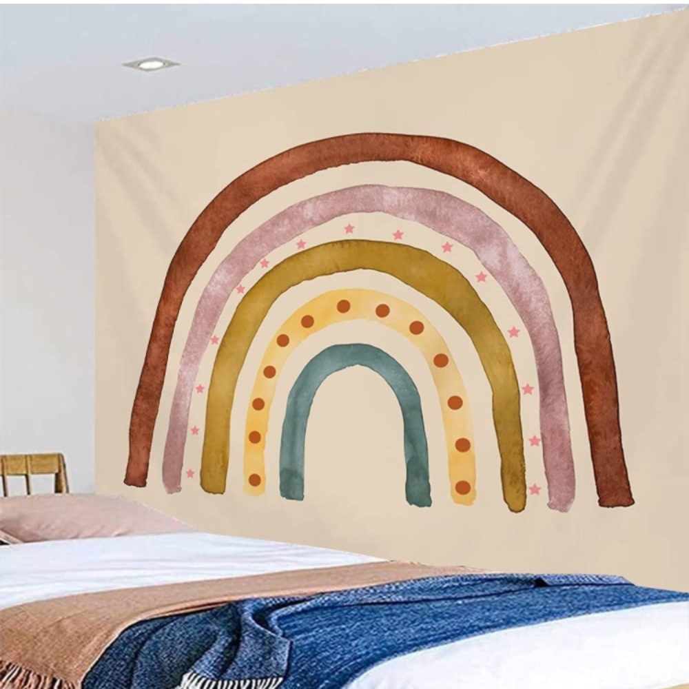 Minimalist Rainbow Painted Bohemian Wall Decor/Art for Outdoor/Indoor/Bedroom - Picture 2 of 6